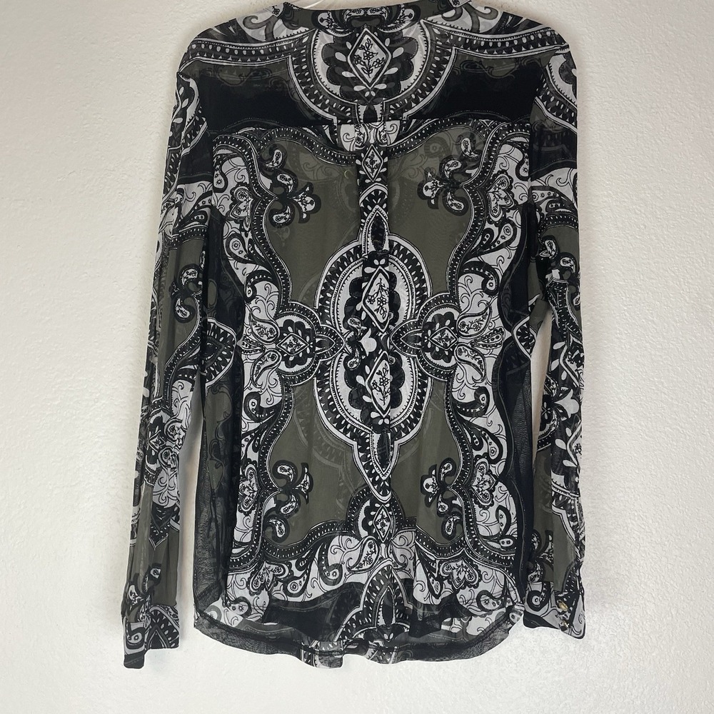 INC International Concepts Top Womens XL Sheer Mesh Boho Fairy Grunge Tie Front - Picture 5 of 8